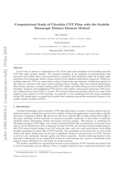 Computational Study of Ultrathin CNT Films with the Scalable Mesoscopic
  Distinct Element Method