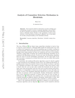 Analysis of Committee Selection Mechanism in Blockchain