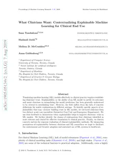 What Clinicians Want: Contextualizing Explainable Machine Learning for
  Clinical End Use