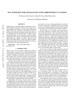 Self-supervised Audio Spatialization with Correspondence Classifier
