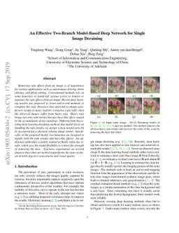 An Effective Two-Branch Model-Based Deep Network for Single Image
  Deraining