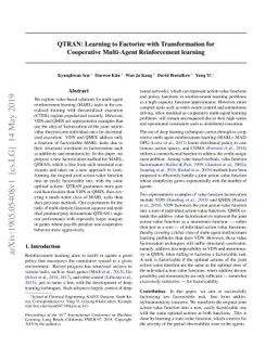 QTRAN: Learning to Factorize with Transformation for Cooperative
  Multi-Agent Reinforcement Learning