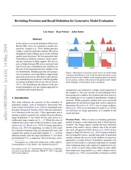 Revisiting Precision and Recall Definition for Generative Model
  Evaluation