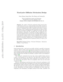 Fixed-price Diffusion Mechanism Design
