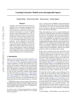 Learning Generative Models across Incomparable Spaces