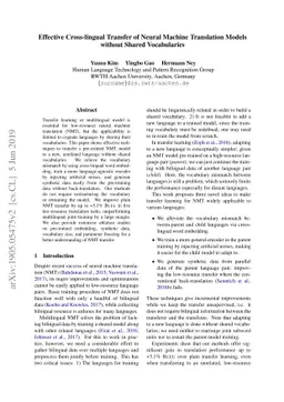 Effective Cross-lingual Transfer of Neural Machine Translation Models
  without Shared Vocabularies