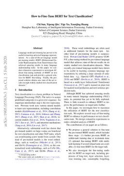 How to Fine-Tune BERT for Text Classification?