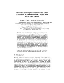 Transfer Learning for Scientific Data Chain Extraction in Small Chemical
  Corpus with BERT-CRF Model