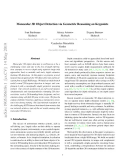 Monocular 3D Object Detection via Geometric Reasoning on Keypoints