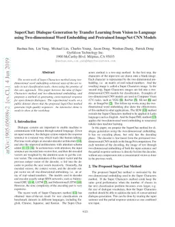 SuperChat: Dialogue Generation by Transfer Learning from Vision to
  Language using Two-dimensional Word Embedding and Pretrained ImageNet CNN
  Models