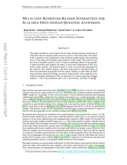 Multi-step Retriever-Reader Interaction for Scalable Open-domain
  Question Answering