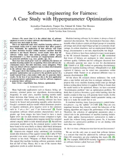 Software Engineering for Fairness: A Case Study with Hyperparameter
  Optimization