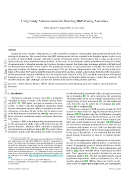 Using Bursty Announcements for Detecting BGP Routing Anomalies