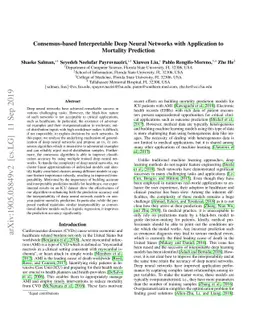 Consensus-based Interpretable Deep Neural Networks with Application to
  Mortality Prediction