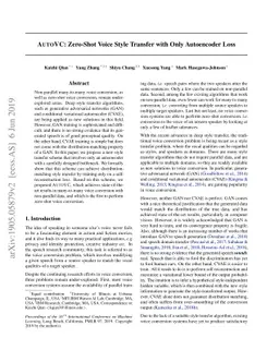 AUTOVC: Zero-Shot Voice Style Transfer with Only Autoencoder Loss