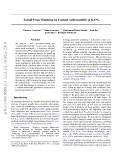 Kernel Mean Matching for Content Addressability of GANs