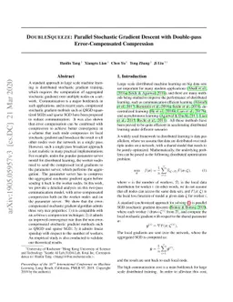 DoubleSqueeze: Parallel Stochastic Gradient Descent with Double-Pass
  Error-Compensated Compression