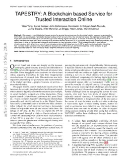 TAPESTRY: A Blockchain based Service for Trusted Interaction Online