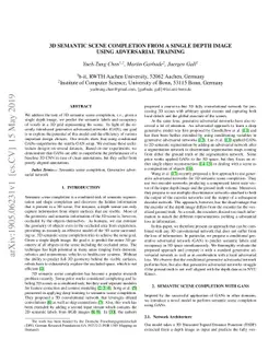 3D Semantic Scene Completion from a Single Depth Image using Adversarial
  Training