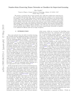 Number-State Preserving Tensor Networks as Classifiers for Supervised
  Learning