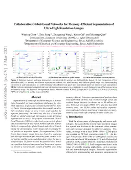 Collaborative Global-Local Networks for Memory-Efficient Segmentation of
  Ultra-High Resolution Images