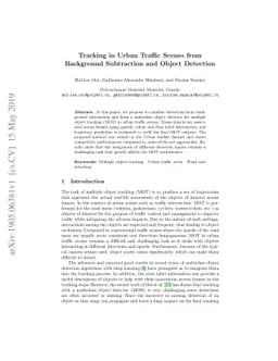 Tracking in Urban Traffic Scenes from Background Subtraction and Object
  Detection