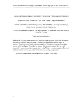 Using Entity Relations for Opinion Mining of Vietnamese Comments