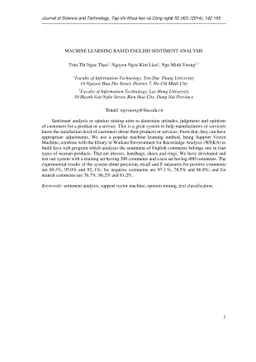 Machine Learning based English Sentiment Analysis