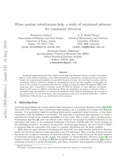 When random initializations help: a study of variational inference for
  community detection