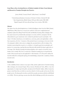 From What to How: An Initial Review of Publicly Available AI Ethics
  Tools, Methods and Research to Translate Principles into Practices