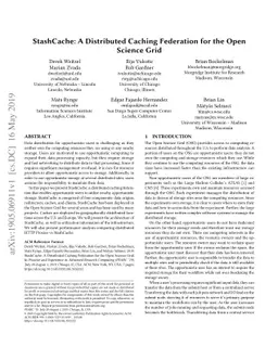 StashCache: A Distributed Caching Federation for the Open Science Grid