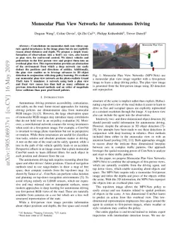 Monocular Plan View Networks for Autonomous Driving
