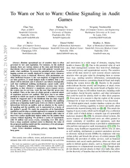 To Warn or Not to Warn: Online Signaling in Audit Games