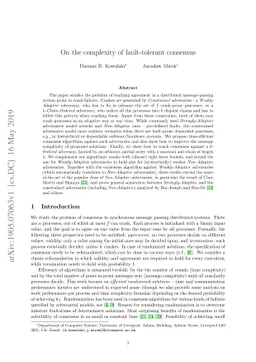 On the complexity of fault-tolerant consensus