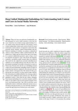Deep Unified Multimodal Embeddings for Understanding both Content and
  Users in Social Media Networks