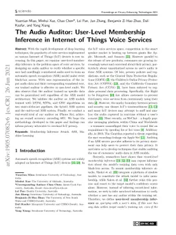 The Audio Auditor: User-Level Membership Inference in Internet of Things
  Voice Services