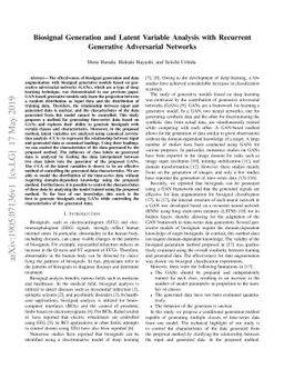 Biosignal Generation and Latent Variable Analysis with Recurrent
  Generative Adversarial Networks