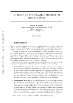 An Essay on Optimization Mystery of Deep Learning
