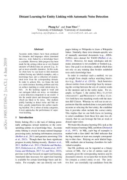 Distant Learning for Entity Linking with Automatic Noise Detection