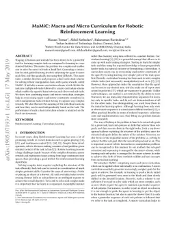 MaMiC: Macro and Micro Curriculum for Robotic Reinforcement Learning