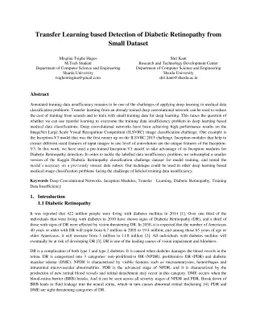 Transfer Learning based Detection of Diabetic Retinopathy from Small
  Dataset