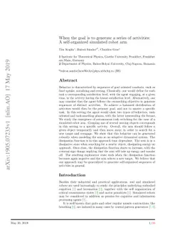 When the goal is to generate a series of activities: A self-organized
  simulated robot arm