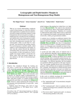 Lexicographic and Depth-Sensitive Margins in Homogeneous and
  Non-Homogeneous Deep Models