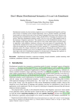 Don't Blame Distributional Semantics if it can't do Entailment