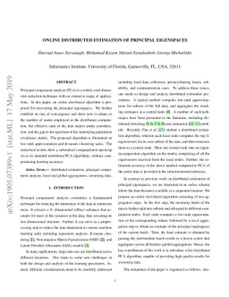 Online Distributed Estimation of Principal Eigenspaces