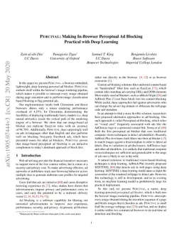 Percival: Making In-Browser Perceptual Ad Blocking Practical With Deep
  Learning