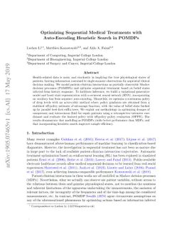 Optimizing Sequential Medical Treatments with Auto-Encoding Heuristic
  Search in POMDPs