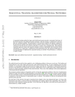 Sequential training algorithm for neural networks