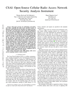CSAI: Open-Source Cellular Radio Access Network Security Analysis
  Instrument