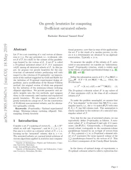 On greedy heuristics for computing D-efficient saturated subsets